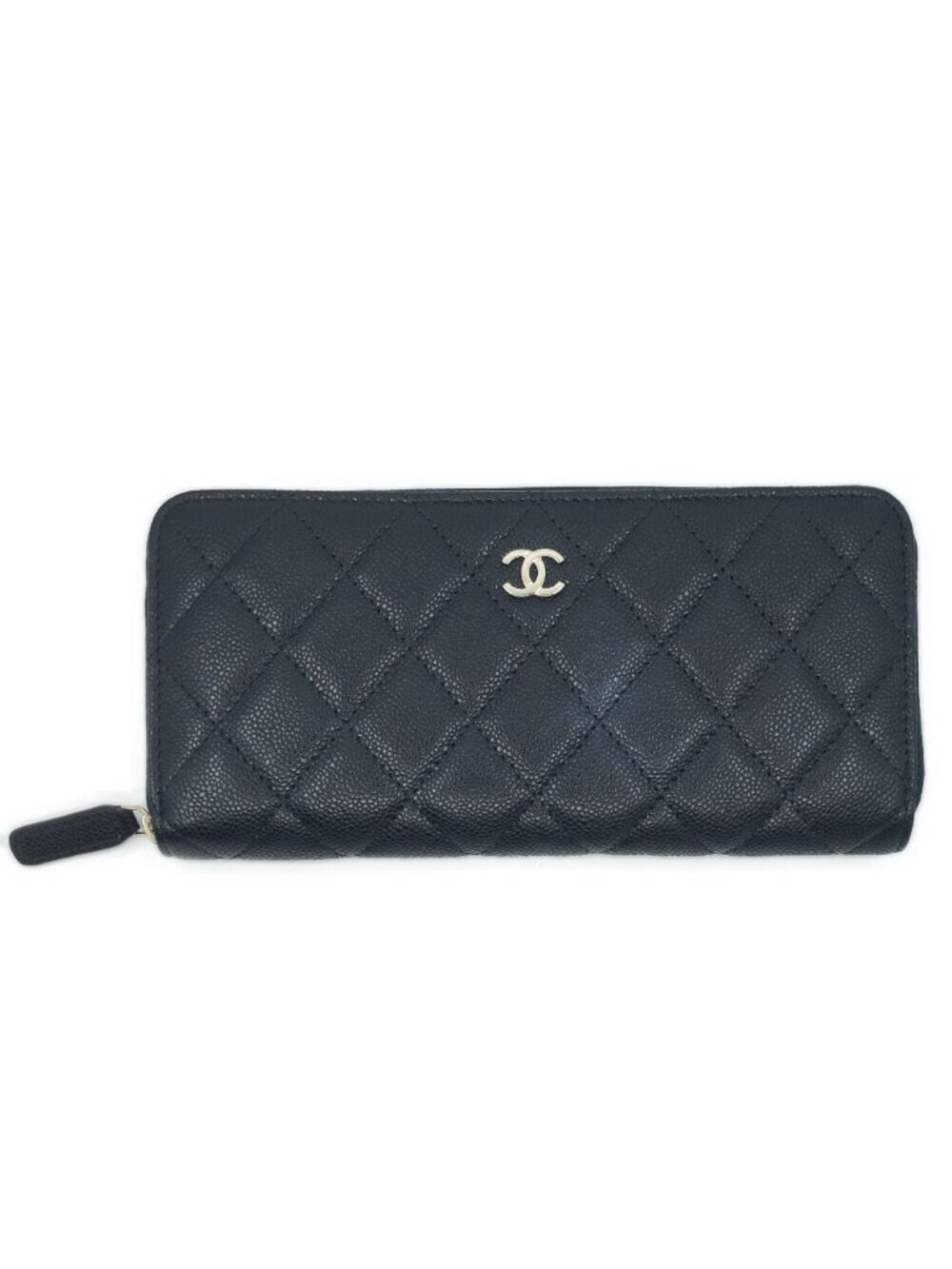Chanel Quilted Classic Long Zip Wallet Caviar Leather Black Red Gold